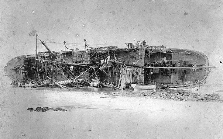 Wrecked Ship, SMS Adler after the Samoa Hurricane